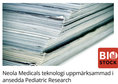 BioStock highlights that the GASMAS-technology was examined in an article in Pediatric Research